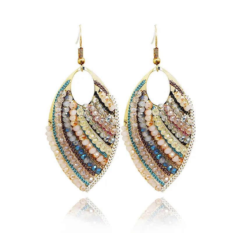 Bohemian Style Beaded Leaf Earrings – Free Delivery