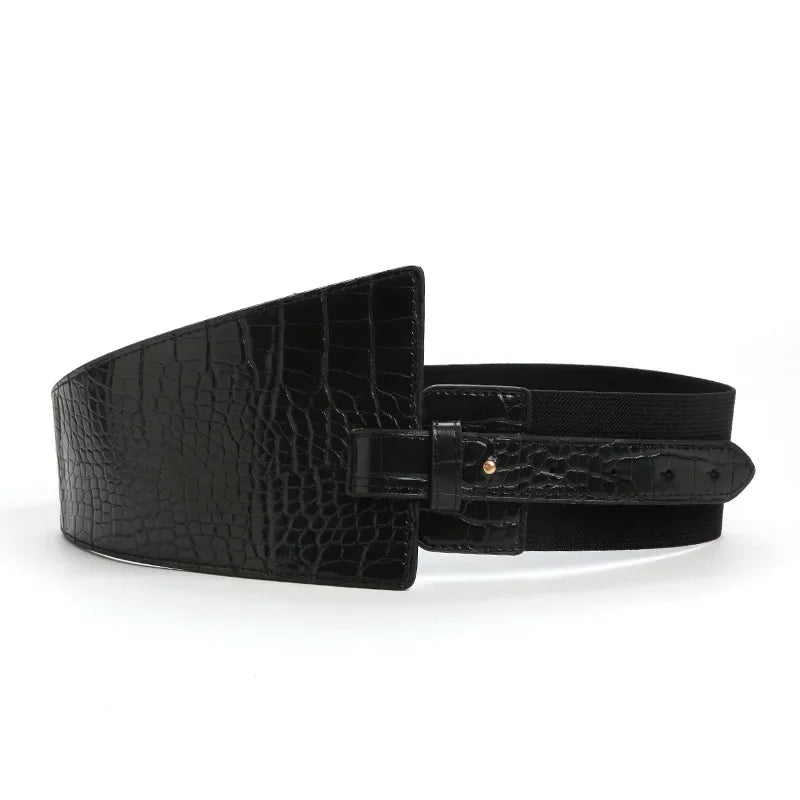 PU Leather Ladies Elastic Wide Fashion Belt – Free Delivery