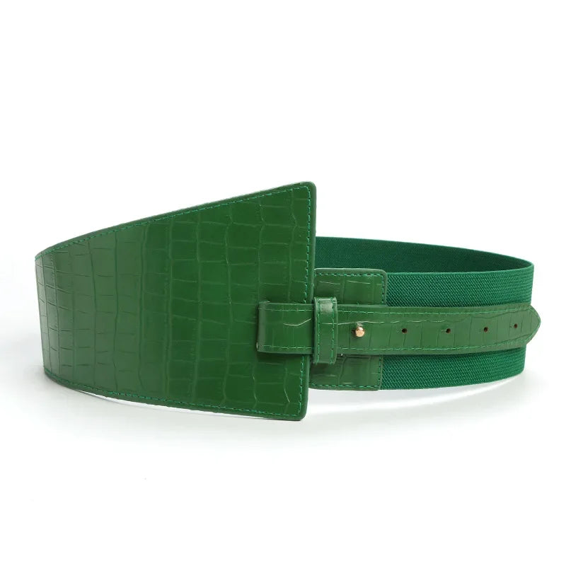 PU Leather Ladies Elastic Wide Fashion Belt – Free Delivery