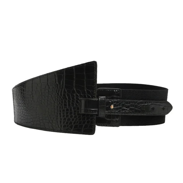 PU Leather Ladies Elastic Wide Fashion Belt – Free Delivery