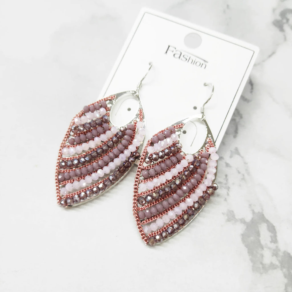 Bohemian Style Beaded Leaf Earrings – Free Delivery
