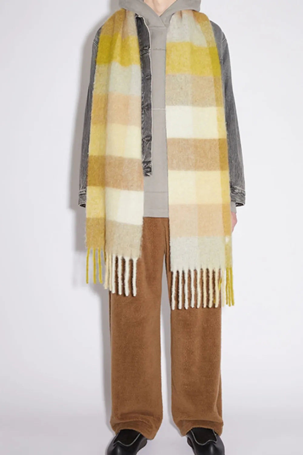 Thermal Fringe Contrast Plaid Scarf - Free Delivery