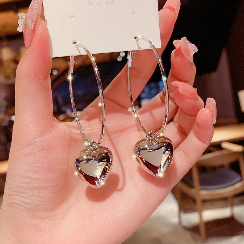 Circular Hollow Heart-shaped Earrings  - Free Delivery