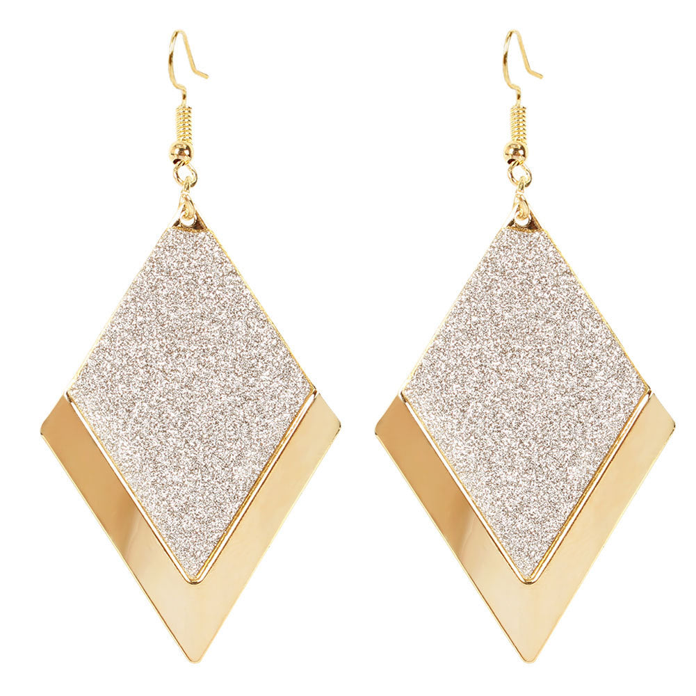 Diamond Shaped Retro Style Frosted Earrings – Free Delivery