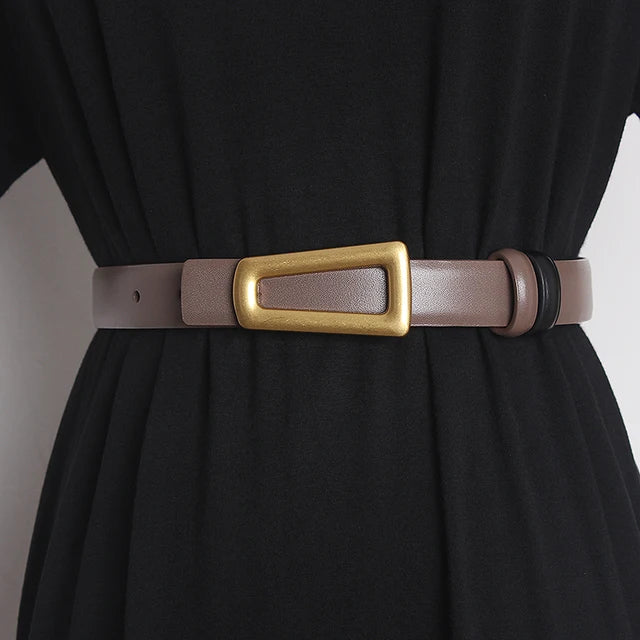 Women's Runway Fashion Genuine Leather Narrow Belt – Free Delivery