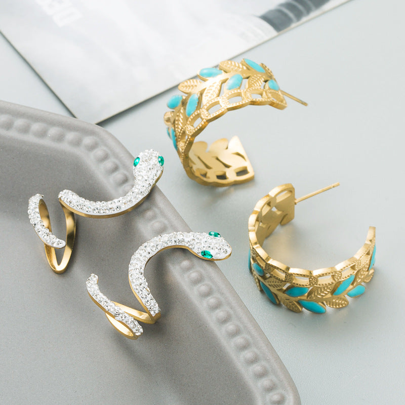 Trendy Titanium Steel Hoop Earrings - Free Delivery