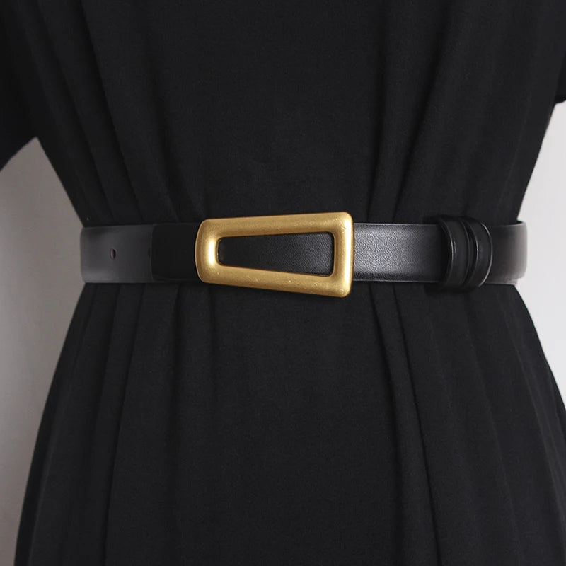 Women's Runway Fashion Genuine Leather Narrow Belt – Free Delivery