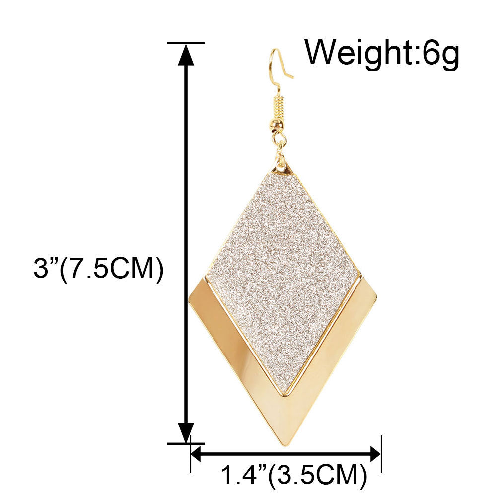 Diamond Shaped Retro Style Frosted Earrings – Free Delivery