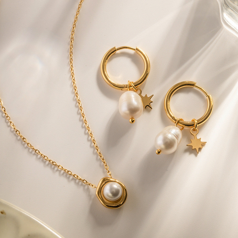 European and American Star Pendant Stainless Steel Earrings