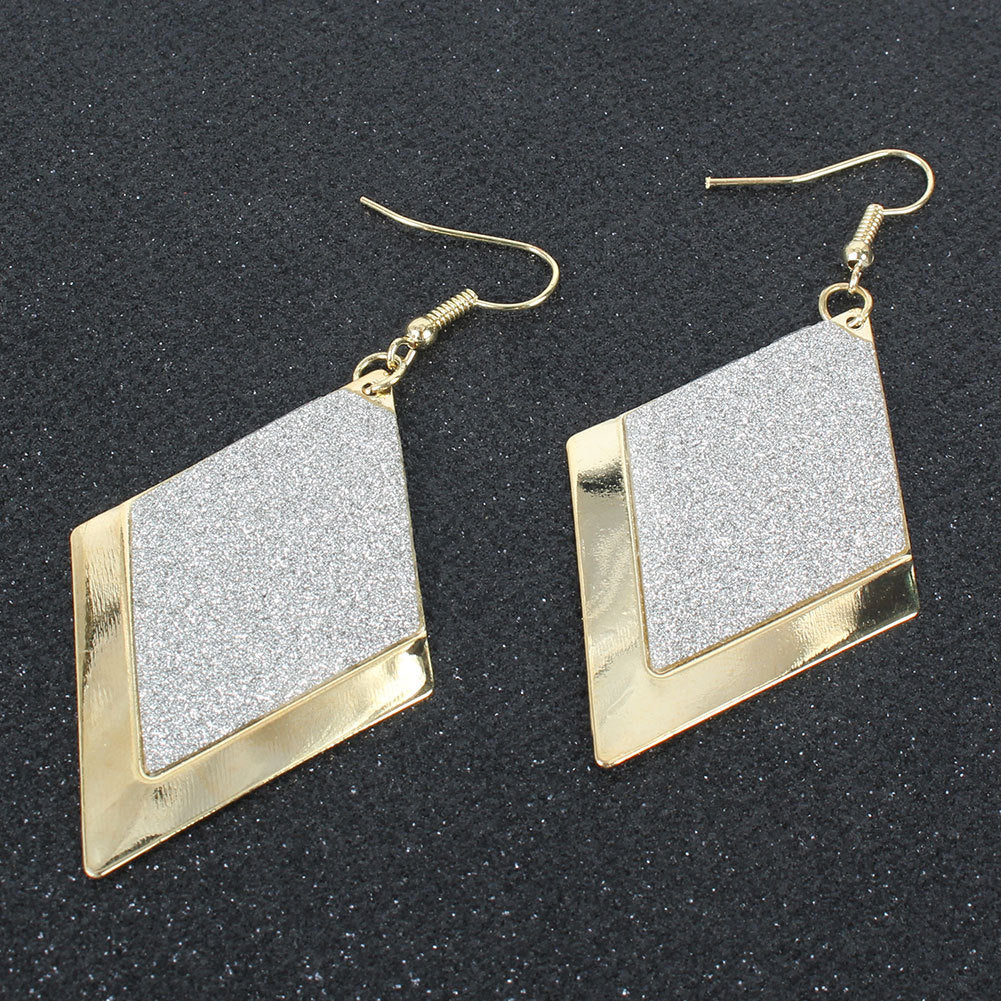 Diamond Shaped Retro Style Frosted Earrings – Free Delivery