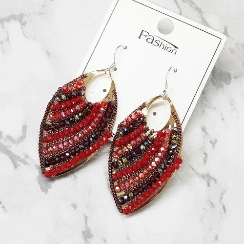Bohemian Style Beaded Leaf Earrings – Free Delivery