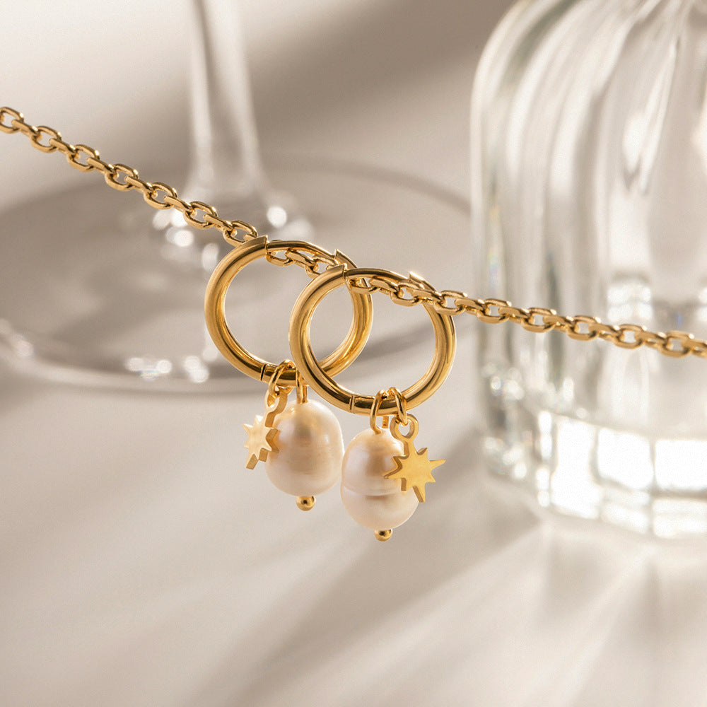 European and American Star Pendant Stainless Steel Earrings