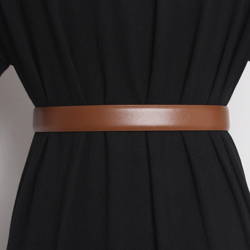 Women's Runway Fashion Genuine Leather Narrow Belt – Free Delivery