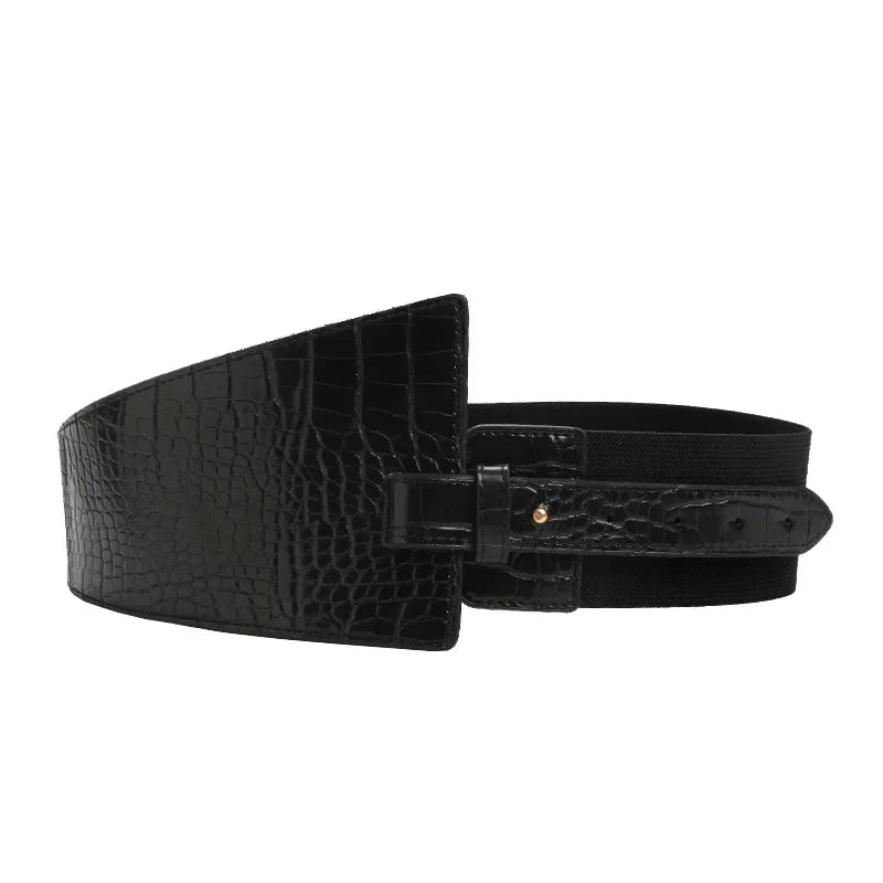 PU Leather Ladies Elastic Wide Fashion Belt – Free Delivery