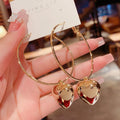 Circular Hollow Heart-shaped Earrings  - Free Delivery