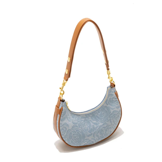 Luxury Chic Denim Hobo Shoulder Bag - Free Delivery