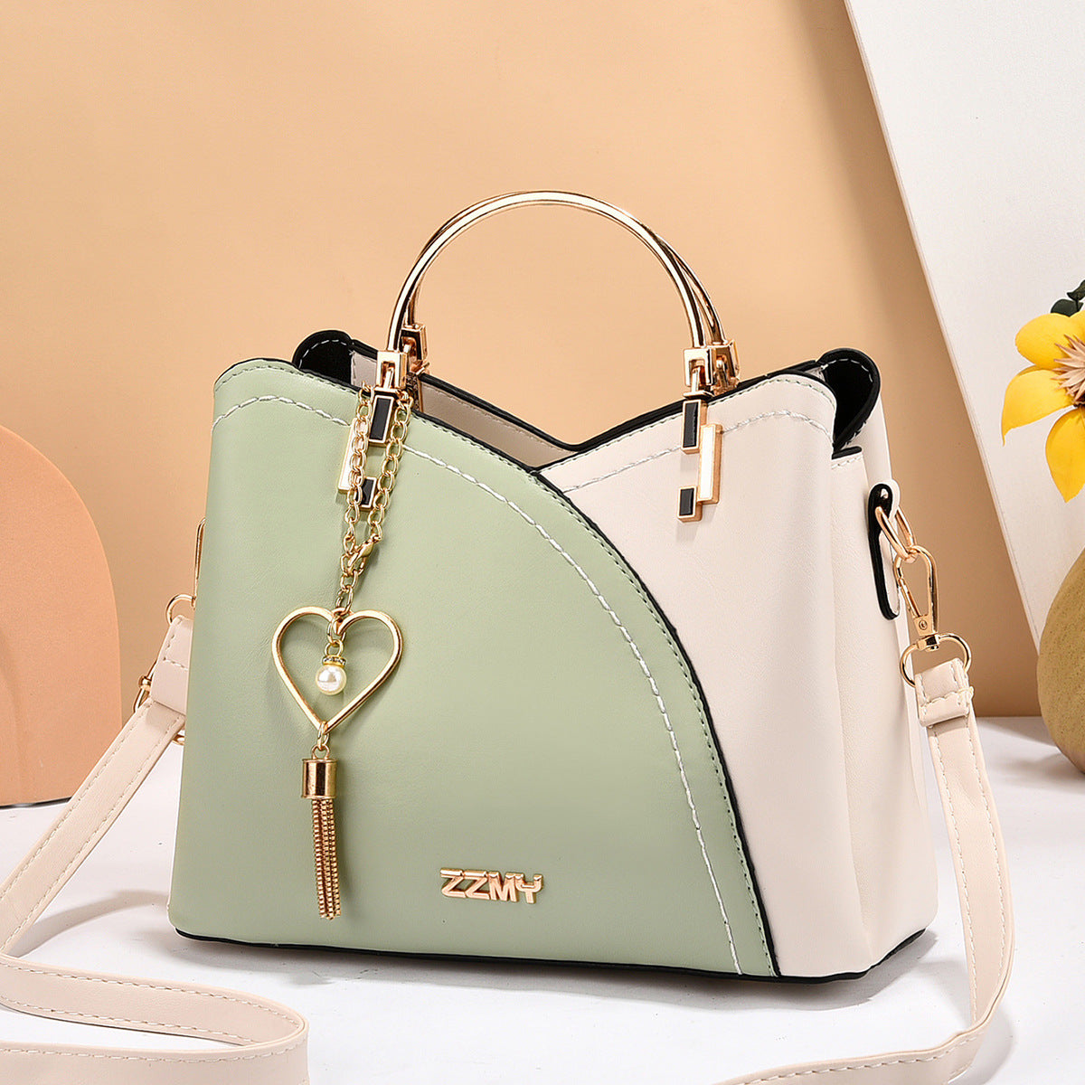 Trendy Korean Large Handbag with Color Block – Free Delivery