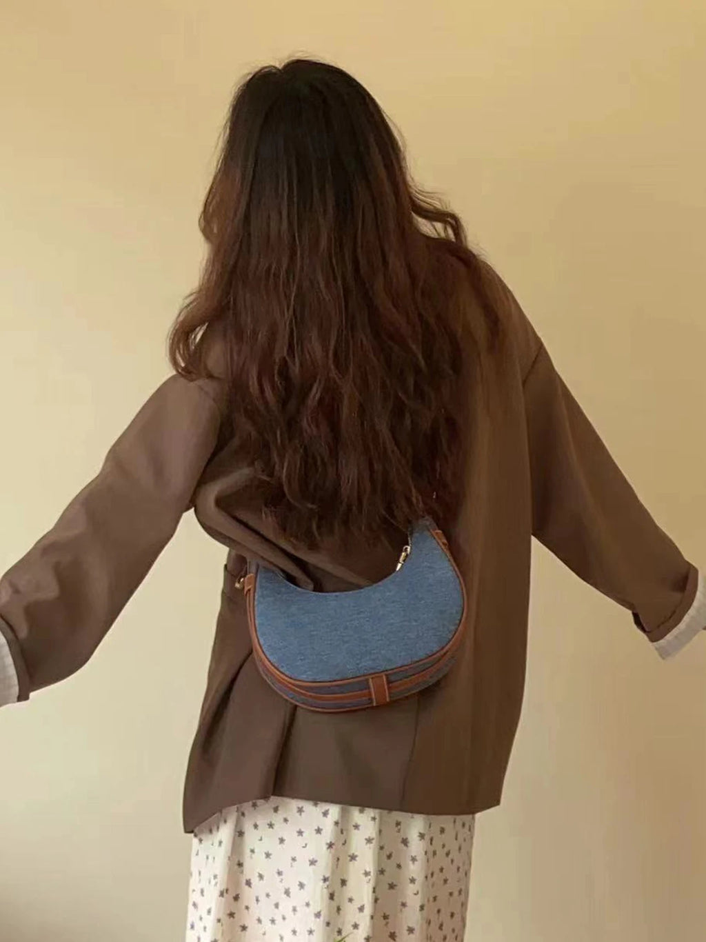 Luxury Chic Denim Hobo Shoulder Bag - Free Delivery