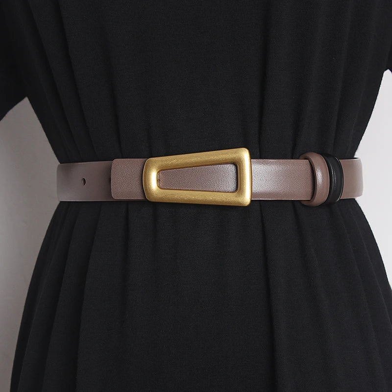 Women's Runway Fashion Genuine Leather Narrow Belt – Free Delivery