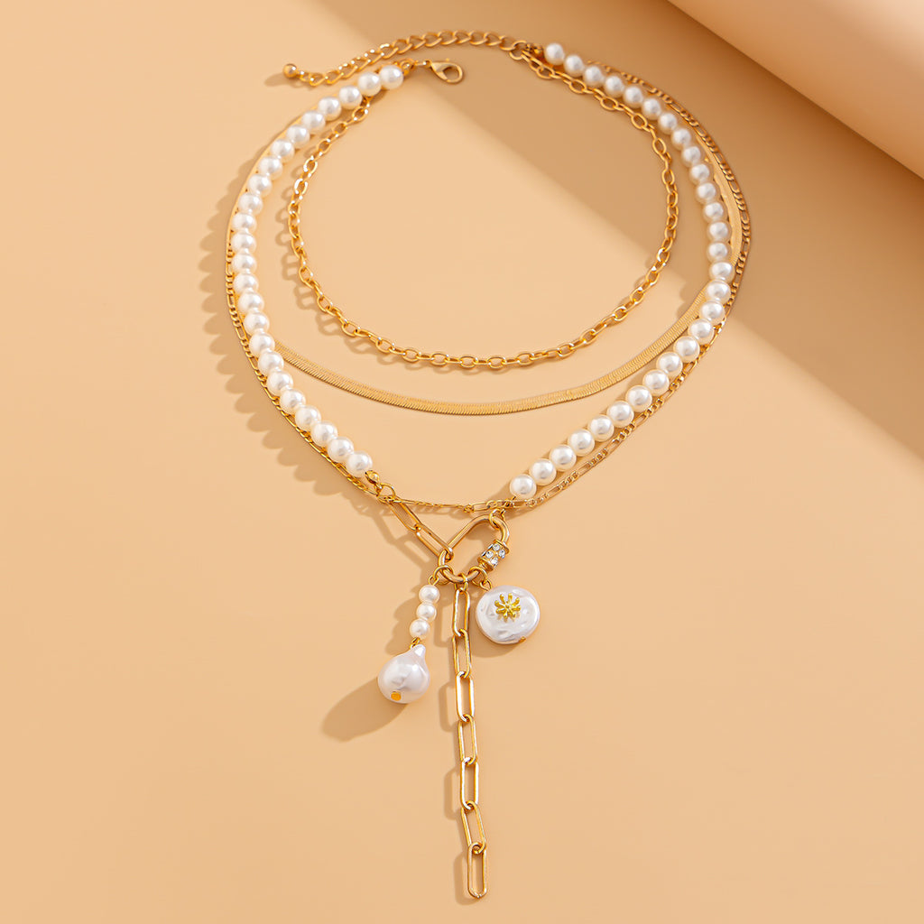 Chic Multi Layered Faux Pearl Necklace - Free Delivery