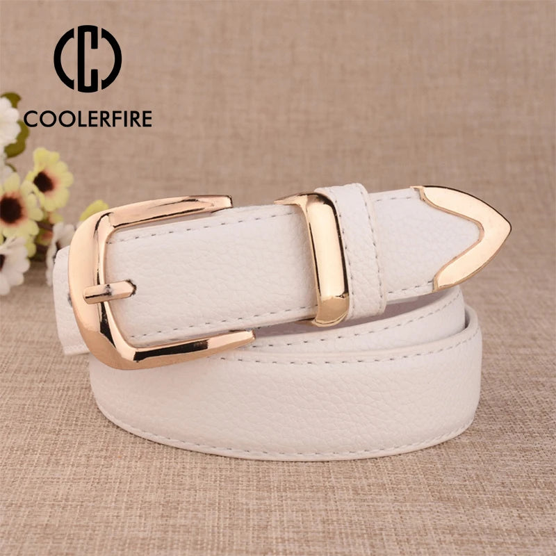 Women’s Genuine Leather Belt with Gold Buckle – Free Delivery