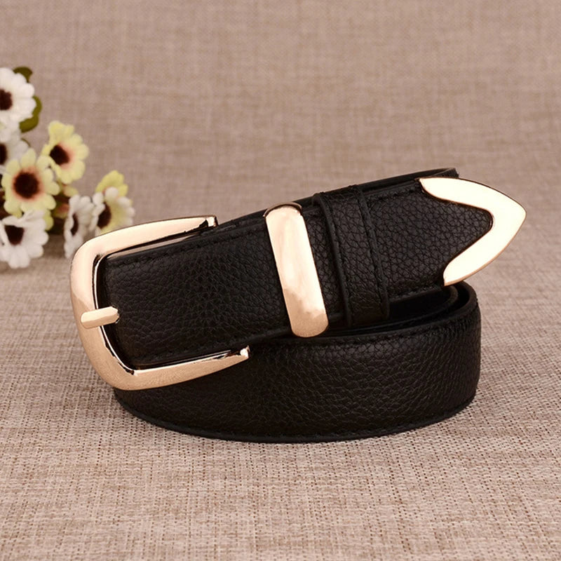 Women’s Genuine Leather Belt with Gold Buckle – Free Delivery