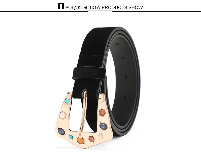 Women's Black PU Leather Belt