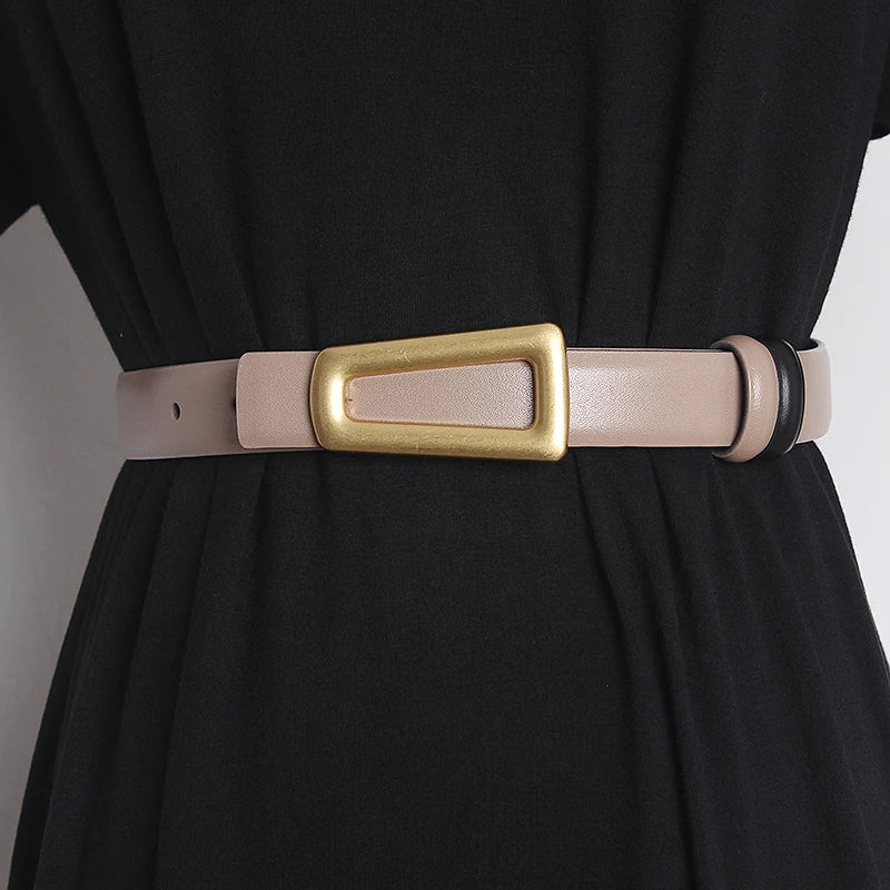Women's Runway Fashion Genuine Leather Narrow Belt – Free Delivery