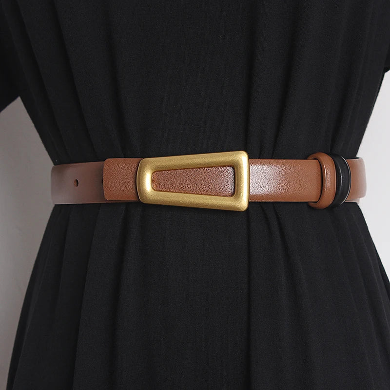 Women's Runway Fashion Genuine Leather Narrow Belt – Free Delivery