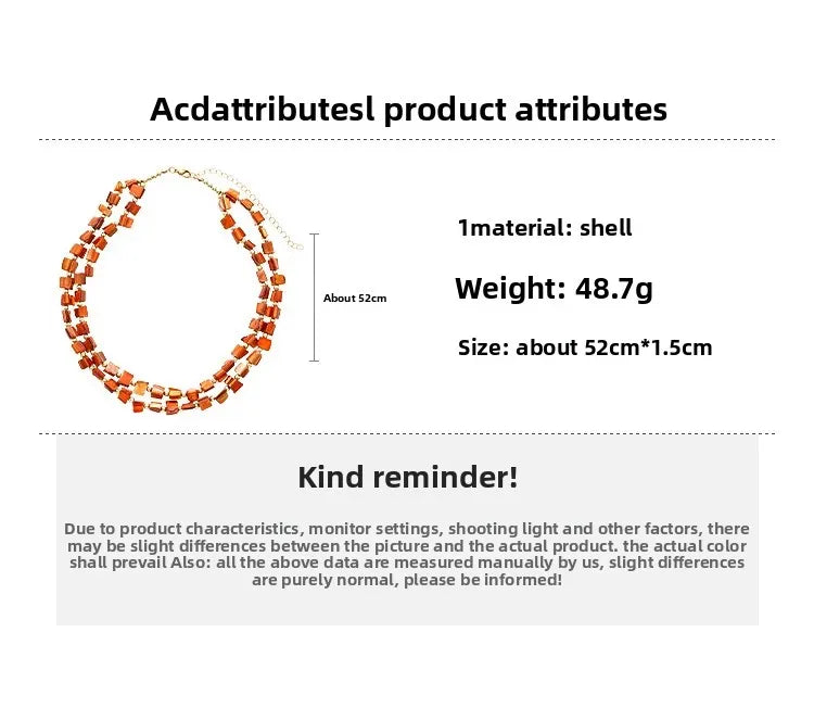 Double Layer Imitation Shell Bead Vintage Style Necklace – Free Delivery