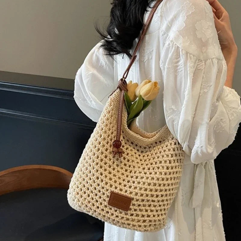 Women’s Boho Style Woven Tote Beach Shoulder Bag – Free Delivery