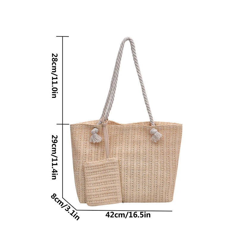 Designer Large Capacity Straw Tote Bag Summer Beach – Free Delivery