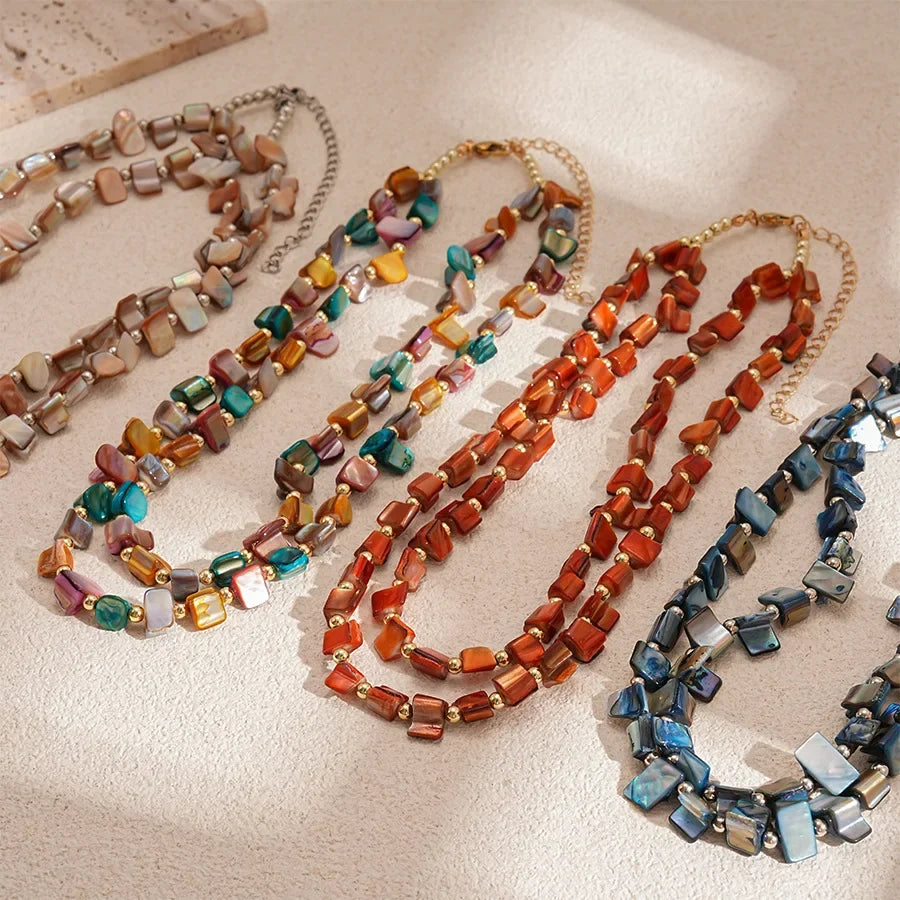 Double Layer Imitation Shell Bead Vintage Style Necklace – Free Delivery