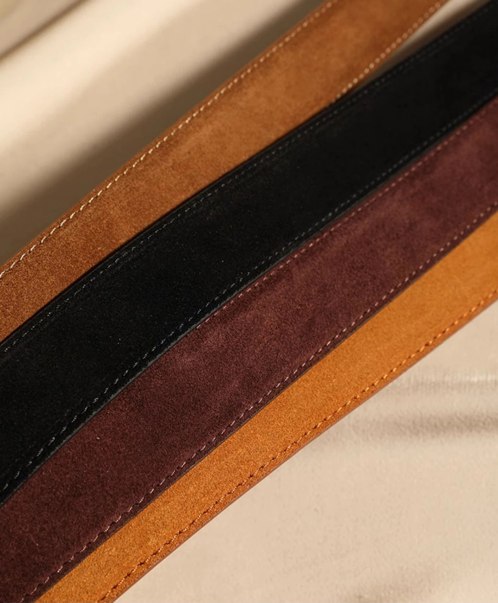 Women's Vintage Style Suede/Leather Waist Belt With Gold Buckle – Free Delivery