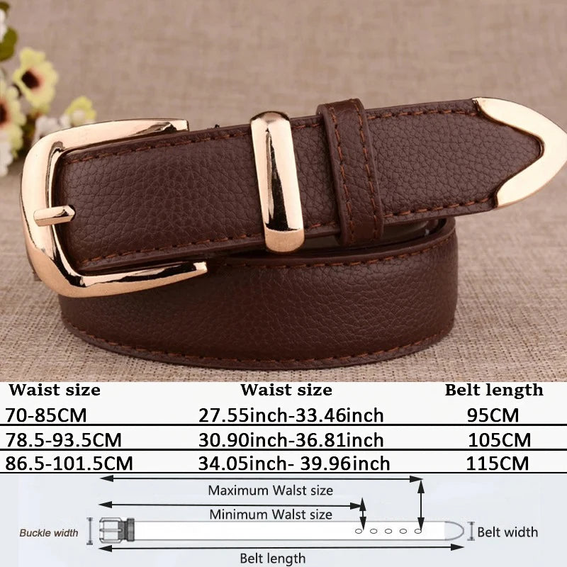 Women’s Genuine Leather Belt with Gold Buckle – Free Delivery