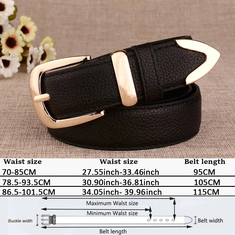 Women’s Genuine Leather Belt with Gold Buckle – Free Delivery