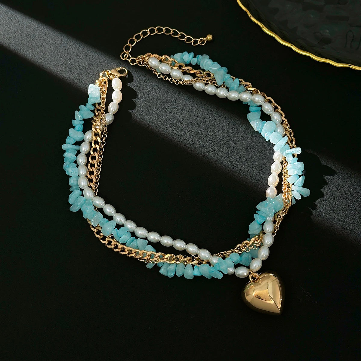 Romantic Faux Pearl Stone Chain Necklace - Free Delivery