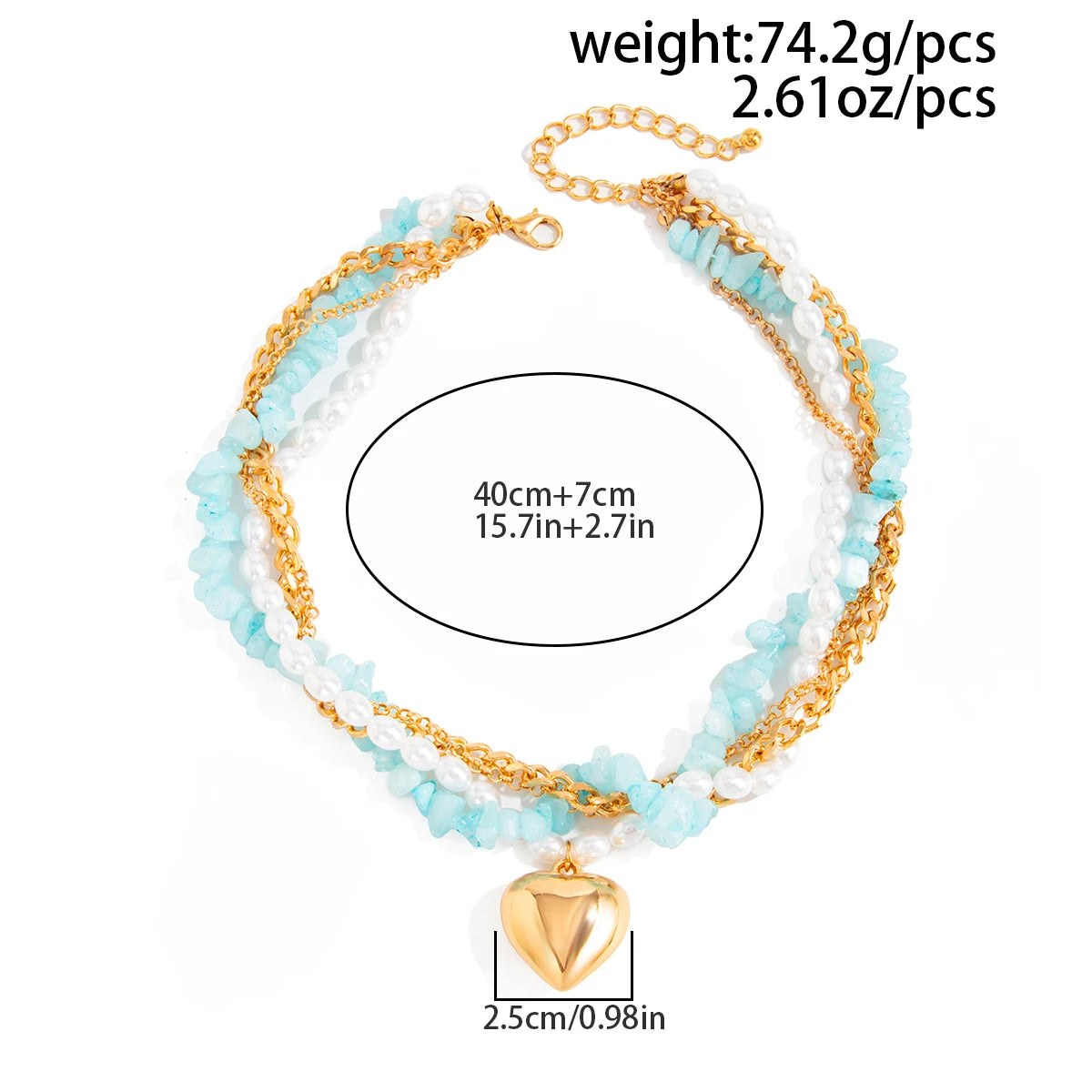 Romantic Faux Pearl Stone Chain Necklace - Free Delivery