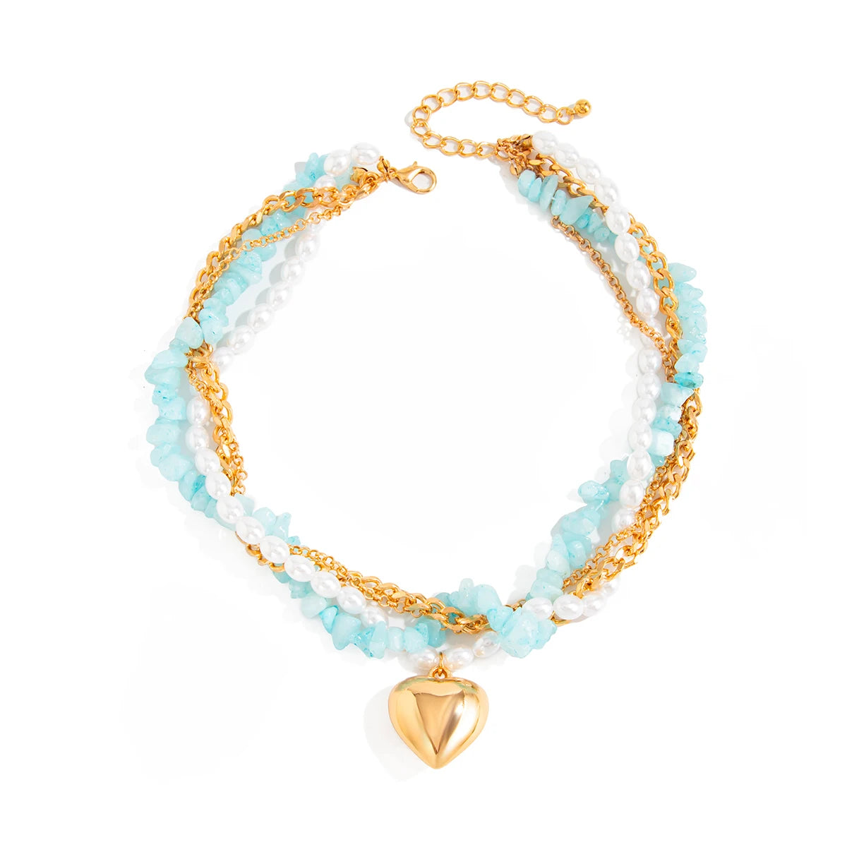 Romantic Faux Pearl Stone Chain Necklace - Free Delivery