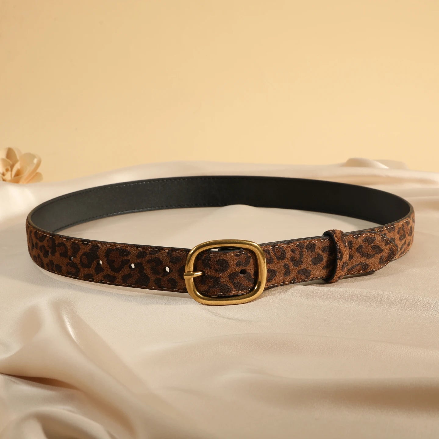 Women's Vintage Style Suede/Leather Waist Belt With Gold Buckle – Free Delivery