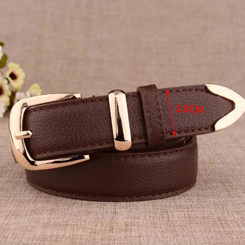 Women’s Genuine Leather Belt with Gold Buckle – Free Delivery