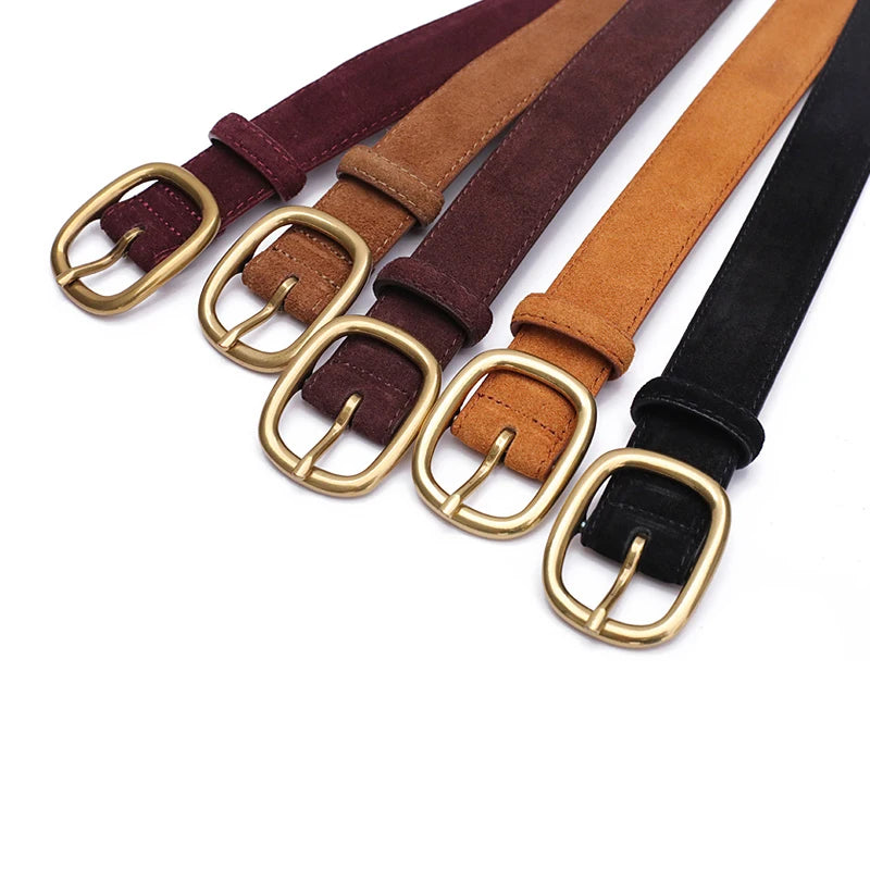 Women's Vintage Style Suede/Leather Waist Belt With Gold Buckle – Free Delivery