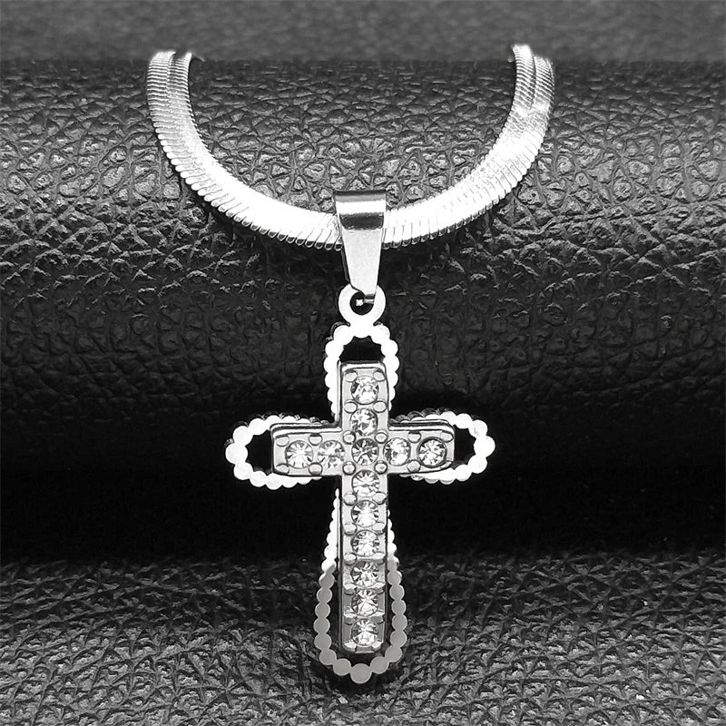 Vintage Shiny Zircon Jesus Cross & Snake Chain – Free Delivery