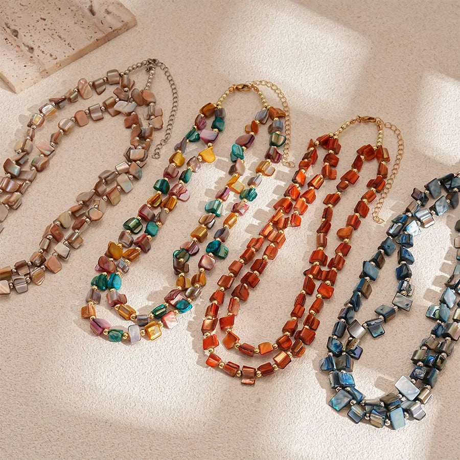 Double Layer Imitation Shell Bead Vintage Style Necklace – Free Delivery