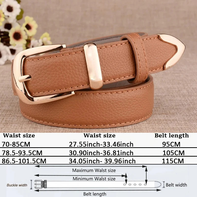 Women’s Genuine Leather Belt with Gold Buckle – Free Delivery