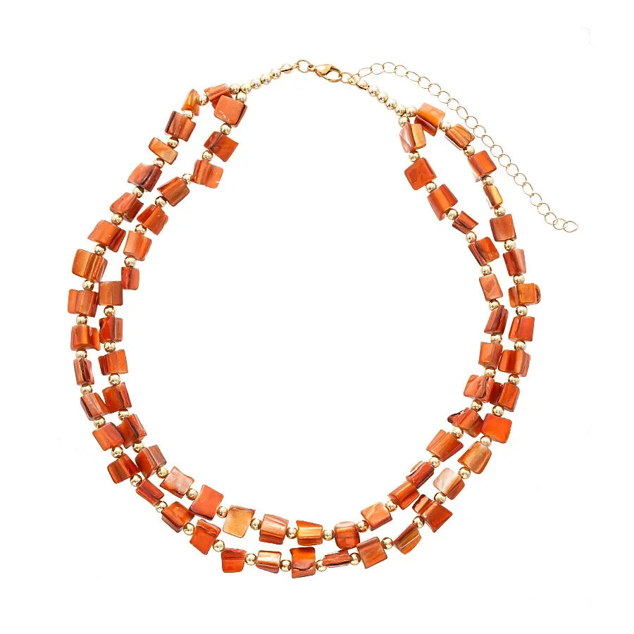 Double Layer Imitation Shell Bead Vintage Style Necklace – Free Delivery