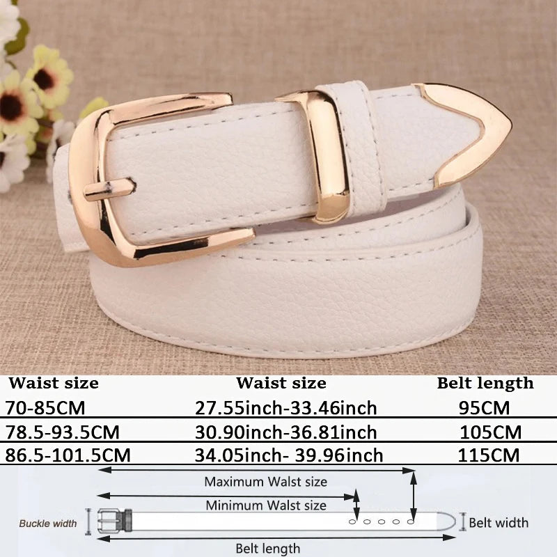 Women’s Genuine Leather Belt with Gold Buckle – Free Delivery