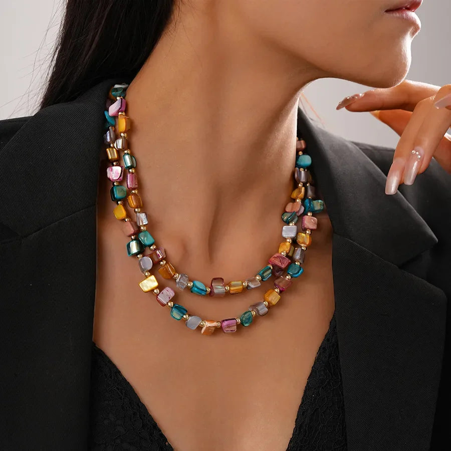 Double Layer Imitation Shell Bead Vintage Style Necklace – Free Delivery