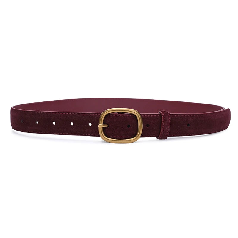 Women's Vintage Style Suede/Leather Waist Belt With Gold Buckle – Free Delivery