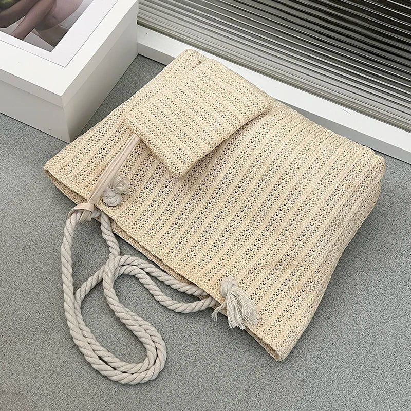 Designer Large Capacity Straw Tote Bag Summer Beach – Free Delivery